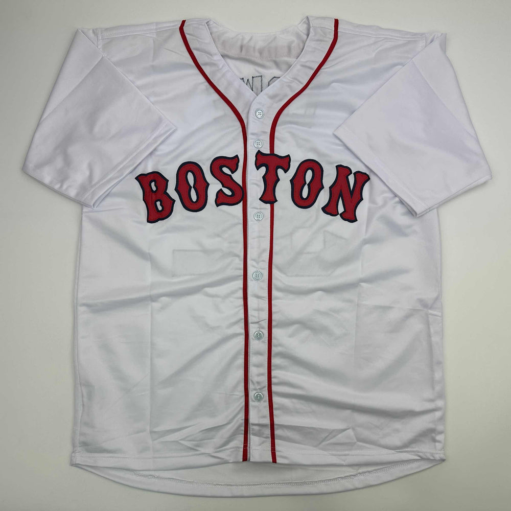 Autographed/Signed Derek Lowe Boston White Baseball Jersey Beckett BAS COA (ONLINE ORDER ONLY)
