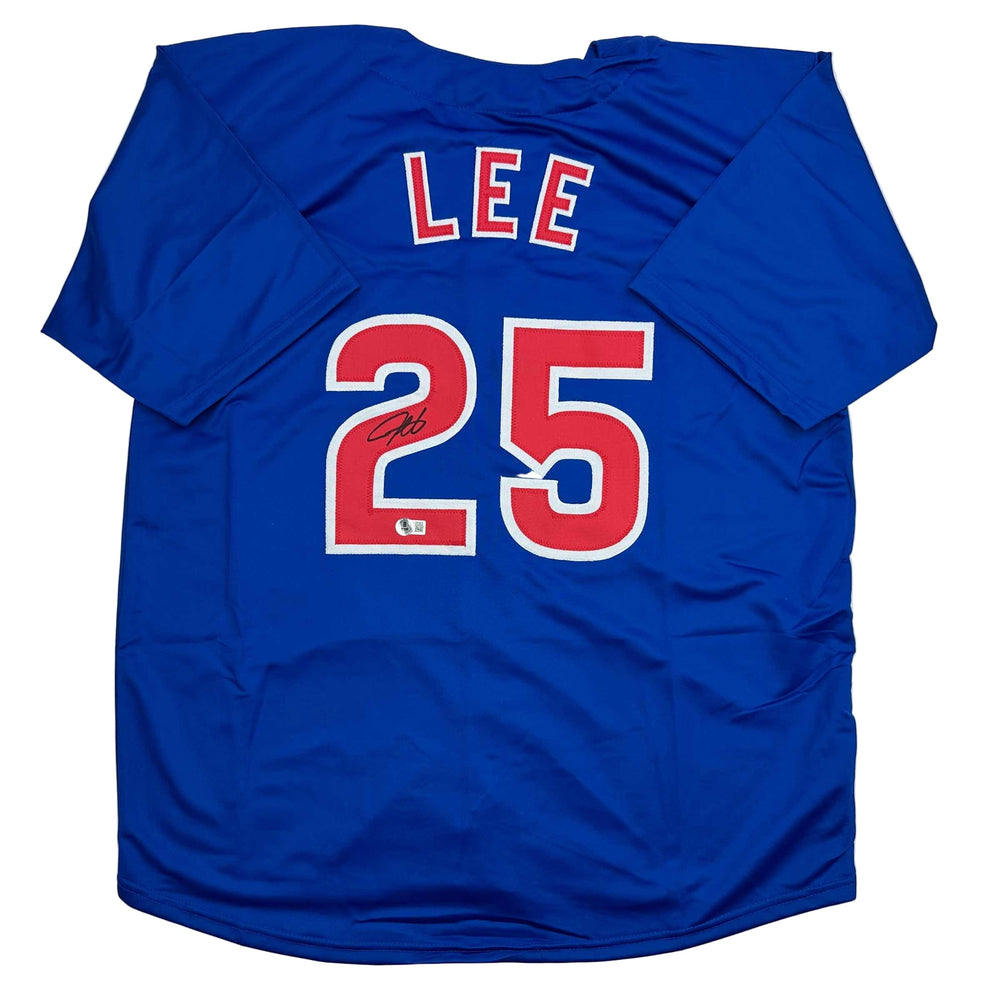 Autographed/Signed Derrek Lee Chicago Blue Baseball Jersey Beckett BAS COA (ONLINE ORDER ONLY)