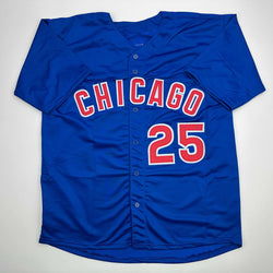 Autographed/Signed Derrek Lee Chicago Blue Baseball Jersey Beckett BAS COA (ONLINE ORDER ONLY)
