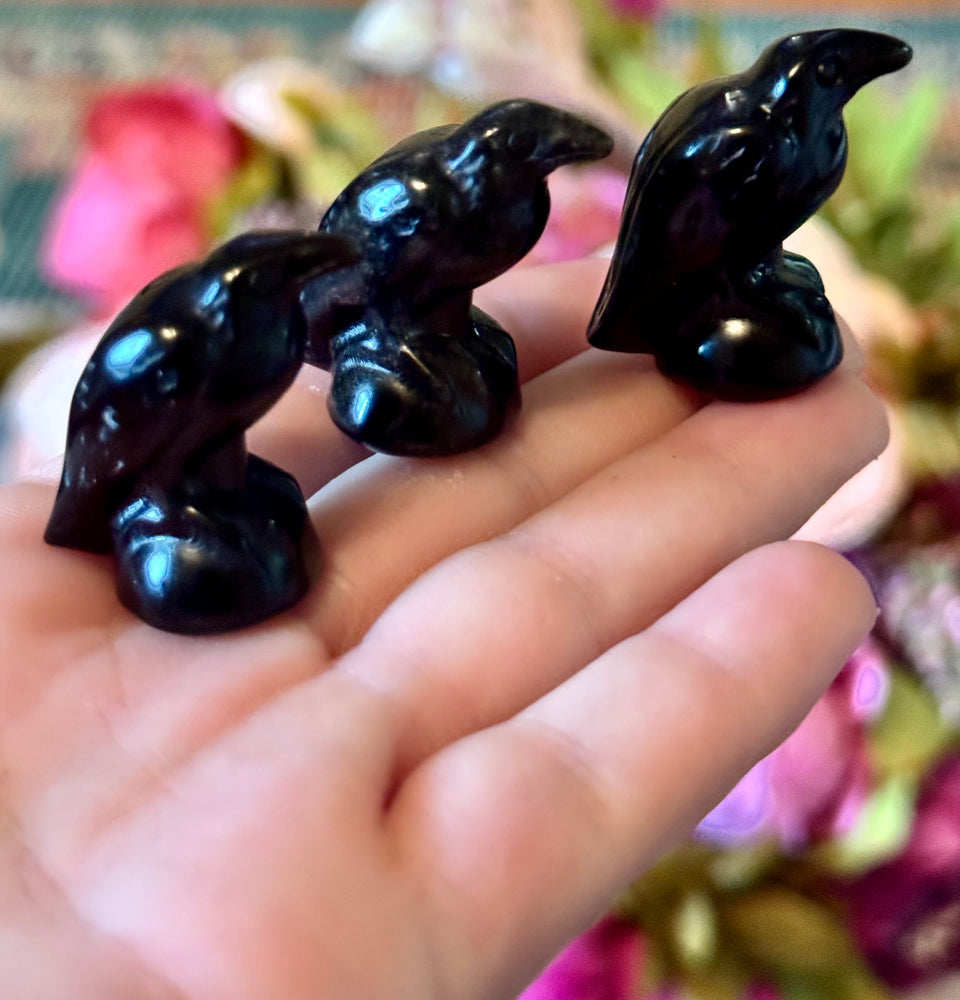 Black Obsidian Raven / Crow Figurine, Crystal Raven, Stone Crow (ONLINE ORDER ONLY)