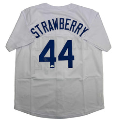 Autographed/Signed Darryl Strawberry Los Angeles LA White Baseball Jersey JSA COA (ONLINE ORDER ONLY)