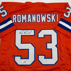 Autographed/Signed Bill Romanowski Denver Retro Orange Football Jersey Beckett BAS COA (ONLINE ORDER ONLY)