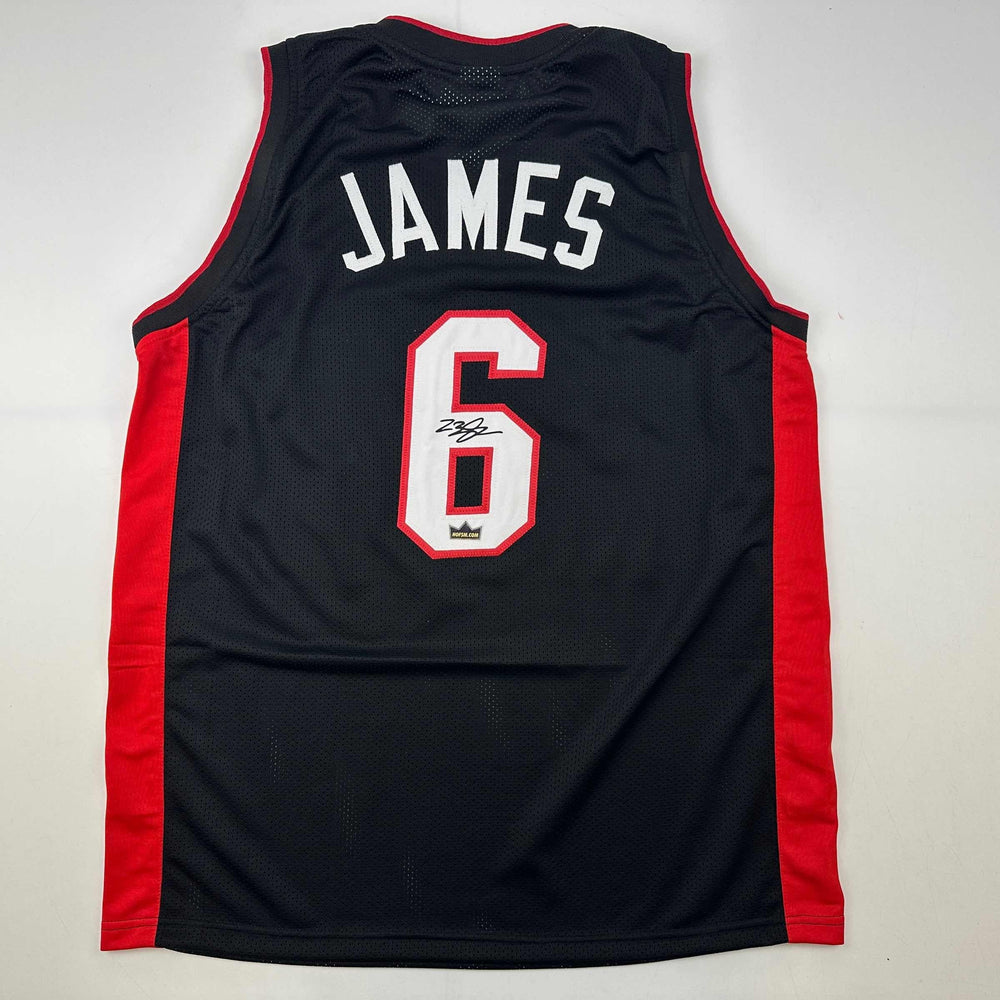 Facsimile Autographed LeBron James Miami Black Reprint Laser Auto Basketball Jersey Size Men's XL (ONLINE ORDER ONLY)