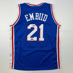 Facsimile Autographed Joel Embiid Philadelphia Blue Reprint Laser Auto Basketball Jersey Size Men's XL (ONLINE ORDER ONLY)
