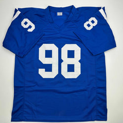 Autographed/Signed Robert Mathis Indianapolis Blue Football Jersey JSA COA (ONLINE ORDER ONLY)