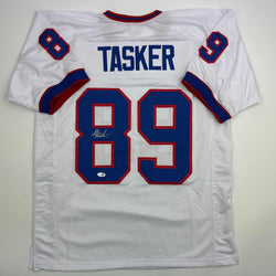 Autographed/Signed Steve Tasker Buffalo White Football Jersey JSA COA (ONLINE ORDER ONLY)