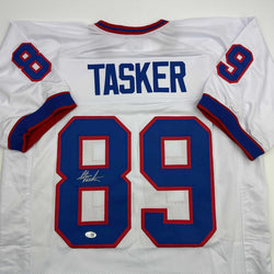 Autographed/Signed Steve Tasker Buffalo White Football Jersey JSA COA (ONLINE ORDER ONLY)