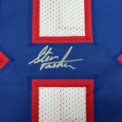 Autographed/Signed Steve Tasker Buffalo White Football Jersey JSA COA (ONLINE ORDER ONLY)