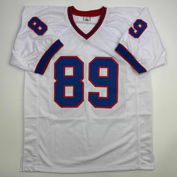 Autographed/Signed Steve Tasker Buffalo White Football Jersey JSA COA (ONLINE ORDER ONLY)