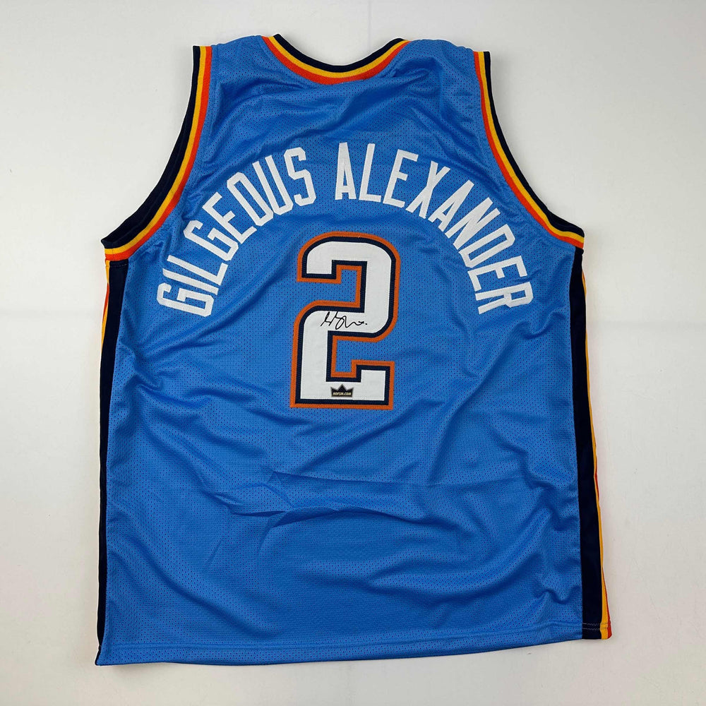 Facsimile Autographed Shai Gilgeous-Alexander SGA Oklahoma City Blue Reprint Laser Auto Basketball Jersey Size Men's XL (ONLINE ORDER ONLY)