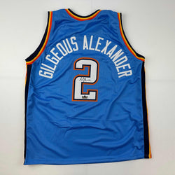 Facsimile Autographed Shai Gilgeous-Alexander SGA Oklahoma City Blue Reprint Laser Auto Basketball Jersey Size Men's XL (ONLINE ORDER ONLY)