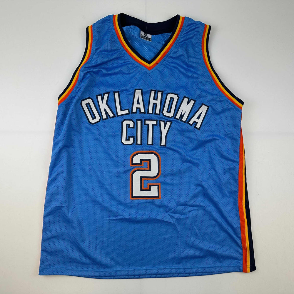 Facsimile Autographed Shai Gilgeous-Alexander SGA Oklahoma City Blue Reprint Laser Auto Basketball Jersey Size Men's XL (ONLINE ORDER ONLY)