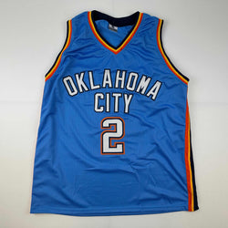Facsimile Autographed Shai Gilgeous-Alexander SGA Oklahoma City Blue Reprint Laser Auto Basketball Jersey Size Men's XL (ONLINE ORDER ONLY)