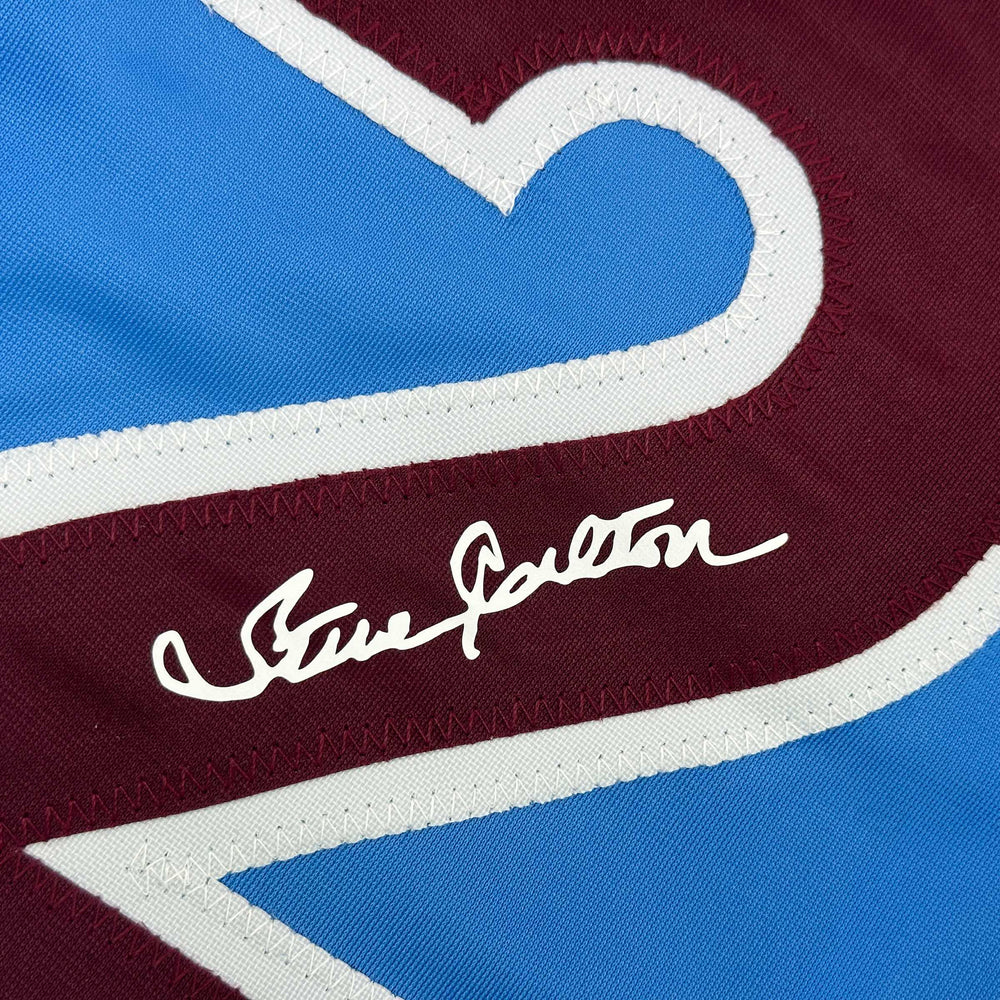 Framed Facsimile Autographed Steve Carlton 35x39 Philadelphia Blue Retro Reprint Laser Auto Baseball Jersey (ONLINE ORDER ONLY)