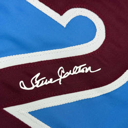 Framed Facsimile Autographed Steve Carlton 35x39 Philadelphia Blue Retro Reprint Laser Auto Baseball Jersey (ONLINE ORDER ONLY)