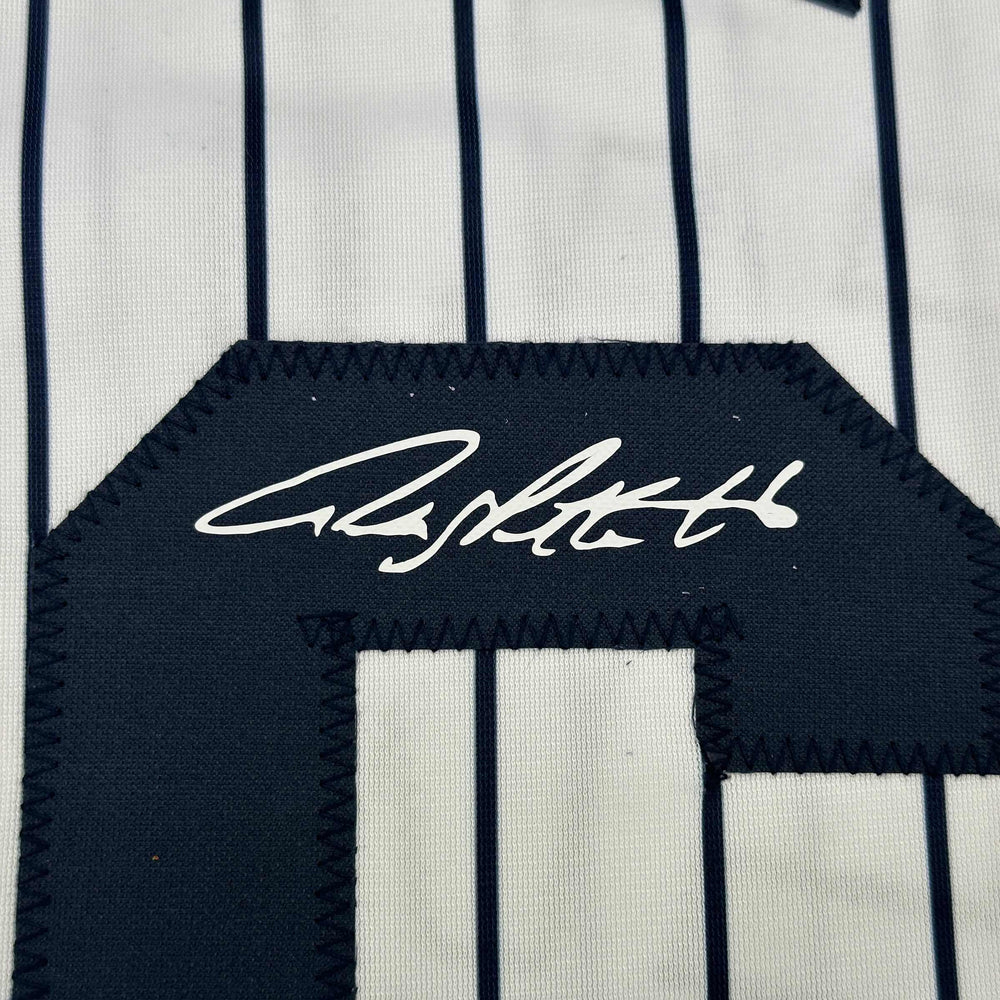 Facsimile Autographed Andy Pettitte New York Pinstripe Reprint Laser Auto Baseball Jersey Size Men's XL (ONLINE ORDER ONLY)