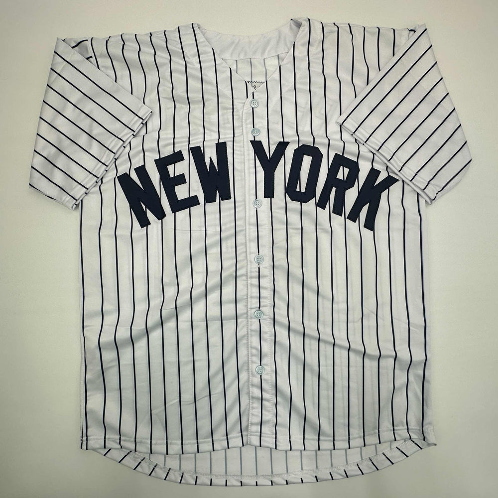 Facsimile Autographed Andy Pettitte New York Pinstripe Reprint Laser Auto Baseball Jersey Size Men's XL (ONLINE ORDER ONLY)