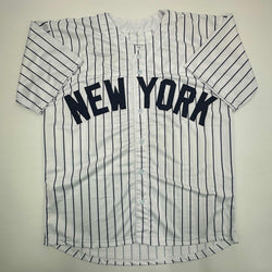 Facsimile Autographed Andy Pettitte New York Pinstripe Reprint Laser Auto Baseball Jersey Size Men's XL (ONLINE ORDER ONLY)