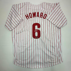 Facsimile Autographed Ryan Howard Philadelphia Pinstripe Reprint Laser Auto Baseball Jersey Size Men's XL (ONLINE ORDER ONLY)