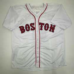 Facsimile Autographed Carl Yastrzemski Boston White Reprint Laser Auto Baseball Jersey Size Men's XL (ONLINE ORDER ONLY)