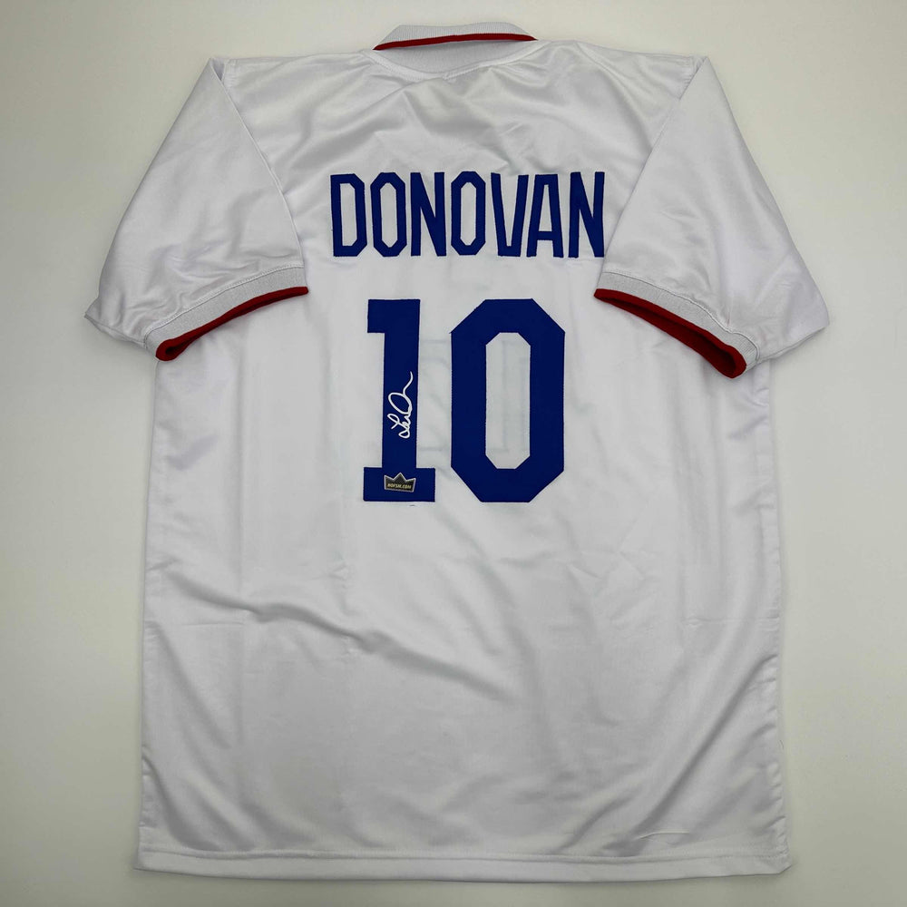 Facsimile Autographed Landon Donovan United States USA White World Cup Reprint Laser Auto Soccer Jersey Size Men's XL (ONLINE ORDER ONLY)