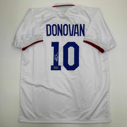 Facsimile Autographed Landon Donovan United States USA White World Cup Reprint Laser Auto Soccer Jersey Size Men's XL (ONLINE ORDER ONLY)