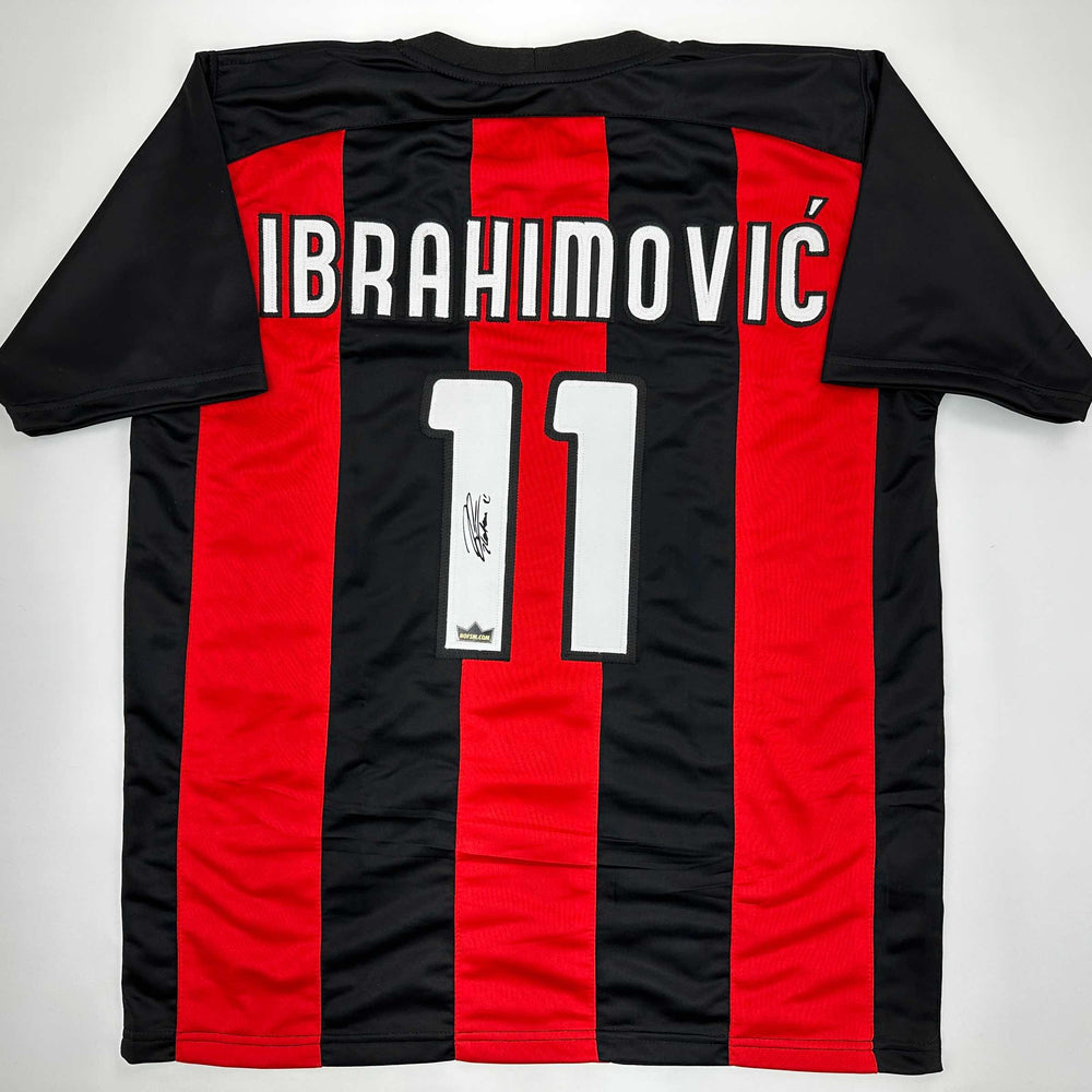 Facsimile Autographed Zlatan Ibrahimovic AC Milan Black/Red Reprint Laser Auto Soccer Jersey Size Men's XL (ONLINE ORDER ONLY)