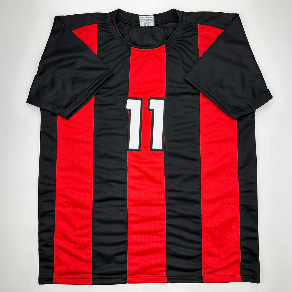 Facsimile Autographed Zlatan Ibrahimovic AC Milan Black/Red Reprint Laser Auto Soccer Jersey Size Men's XL (ONLINE ORDER ONLY)