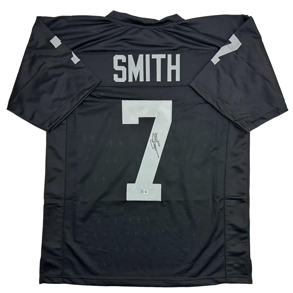 Autographed/Signed Geno Smith Oakland Black Football Jersey Beckett BAS COA (ONLINE ORDER ONLY)