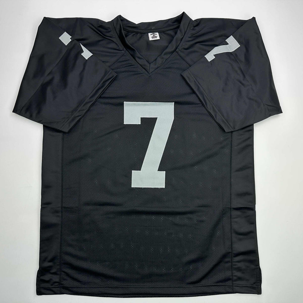 Autographed/Signed Geno Smith Oakland Black Football Jersey Beckett BAS COA (ONLINE ORDER ONLY)