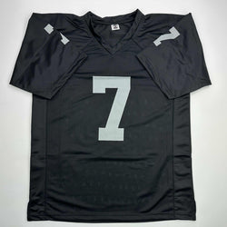 Autographed/Signed Geno Smith Oakland Black Football Jersey Beckett BAS COA (ONLINE ORDER ONLY)
