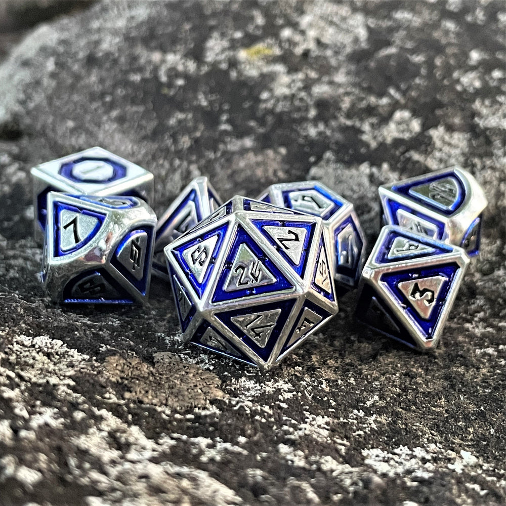 Cleric's Domain Blue & Silver Metal Dice Set (ONLINE ORDER ONLY)