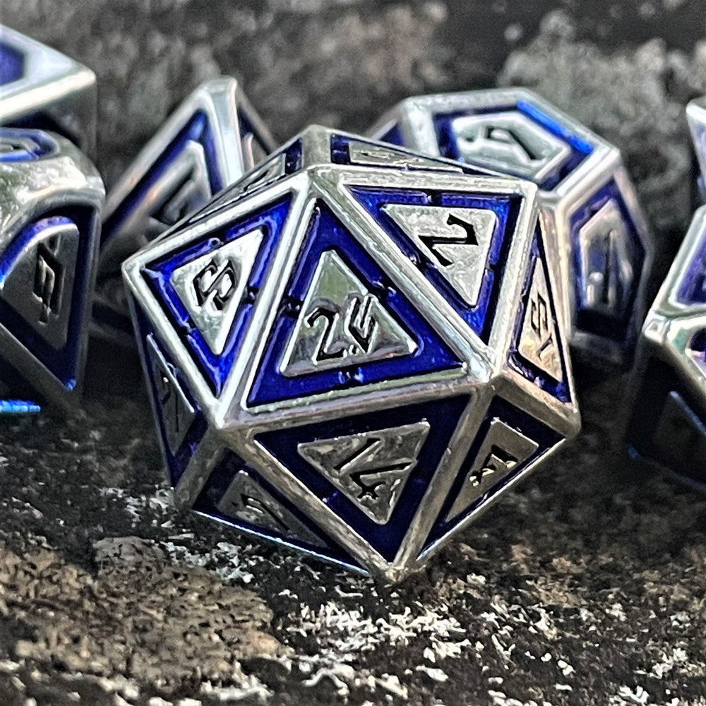 Cleric's Domain Blue & Silver Metal Dice Set (ONLINE ORDER ONLY)