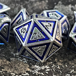 Cleric's Domain Blue & Silver Metal Dice Set (ONLINE ORDER ONLY)