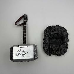 Autographed/Signed Chris Hemsworth Thor Mjolnir 17" Hammer with Base Marvel Avengers Infinity War End Game Replica Movie Prop Beckett BAS COA (ONLINE ORDER ONLY)