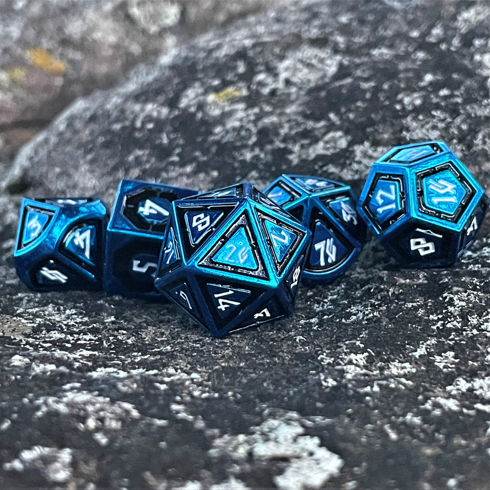Cleric's Domain Black And Blue Metal Dice Set (ONLINE ORDER ONLY)