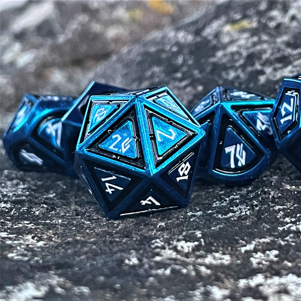 Cleric's Domain Black And Blue Metal Dice Set (ONLINE ORDER ONLY)