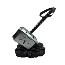 Autographed/Signed Chris Hemsworth Thor Mjolnir 17" Hammer with Base Marvel Avengers Infinity War End Game Replica Movie Prop Beckett BAS COA (ONLINE ORDER ONLY)
