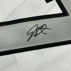 Autographed/Signed Geno Smith Oakland White Color Rush Football Jersey Beckett BAS COA (ONLINE ORDER ONLY)