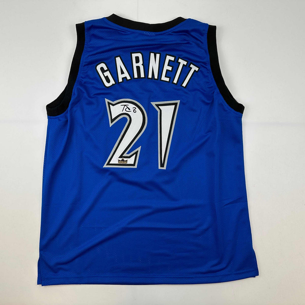 Facsimile Autographed Kevin Garnett Minnesota Blue Reprint Laser Auto Basketball Jersey Size Men's XL (ONLINE ORDER ONLY)