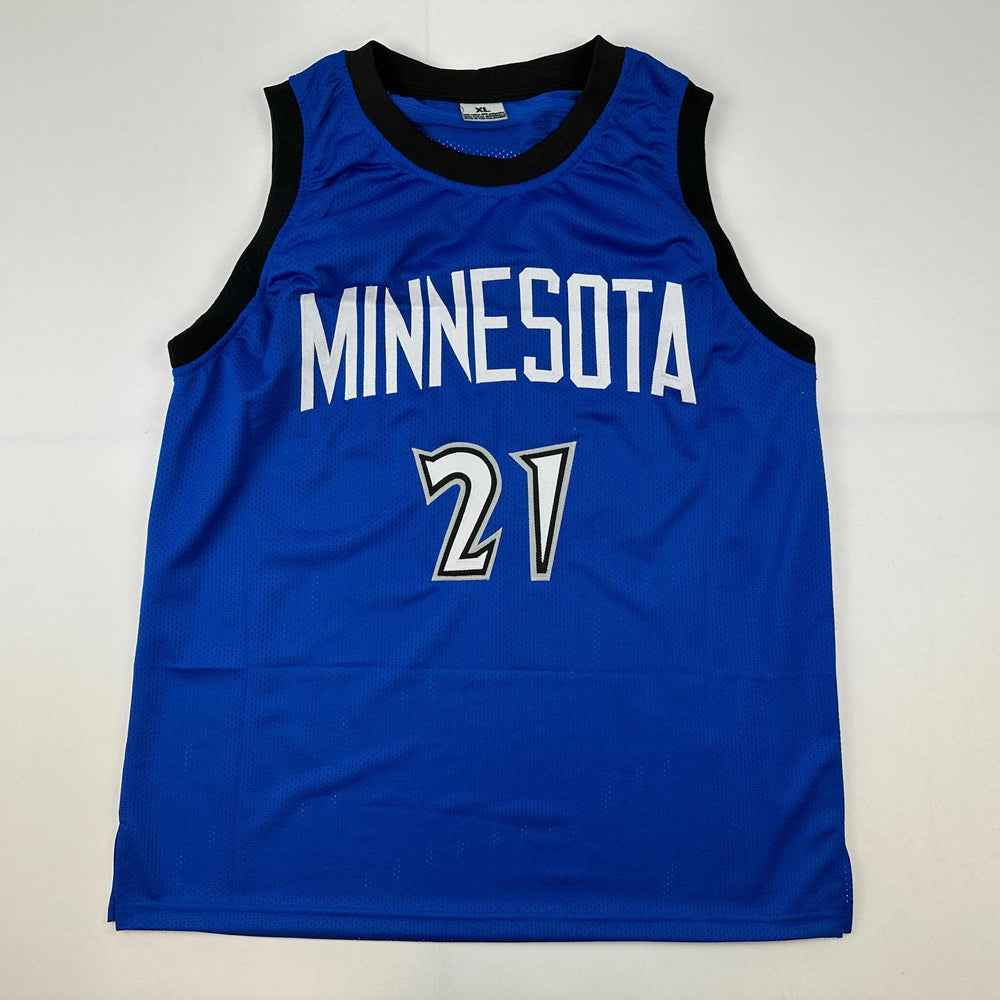 Facsimile Autographed Kevin Garnett Minnesota Blue Reprint Laser Auto Basketball Jersey Size Men's XL (ONLINE ORDER ONLY)