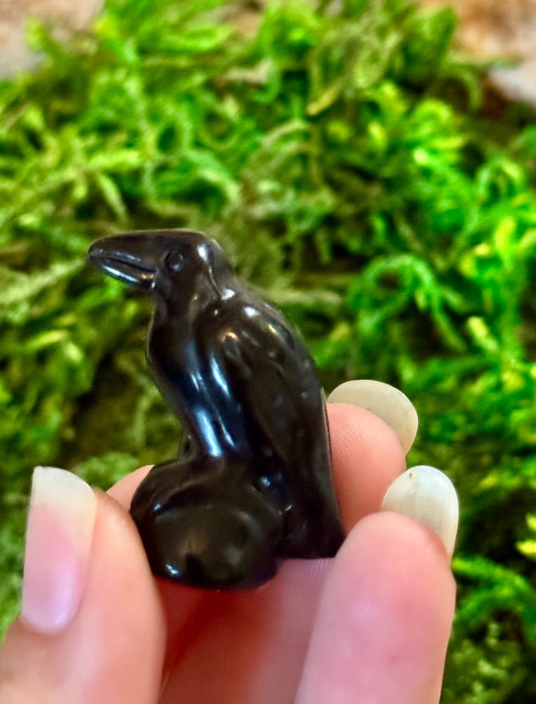 Black Obsidian Raven / Crow Figurine, Crystal Raven, Stone Crow (ONLINE ORDER ONLY)