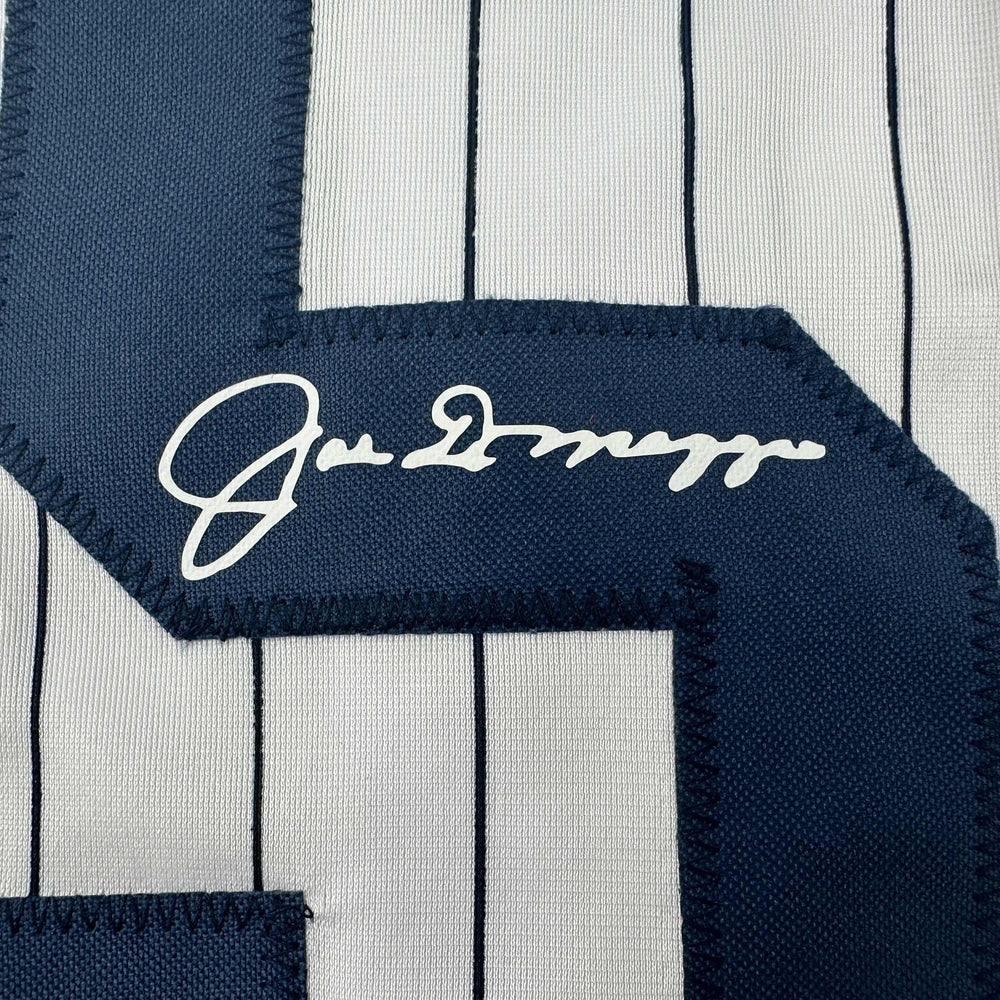 Facsimile Autographed Joe DiMaggio New York Pinstripe Reprint Laser Auto Baseball Jersey Size Men's XL (ONLINE ORDER ONLY)