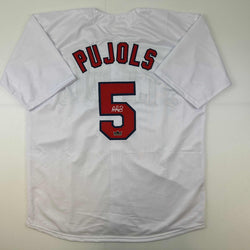 Facsimile Autographed Albert Pujols St. Louis White Reprint Laser Auto Baseball Jersey Size Men's XL (ONLINE ORDER ONLY)