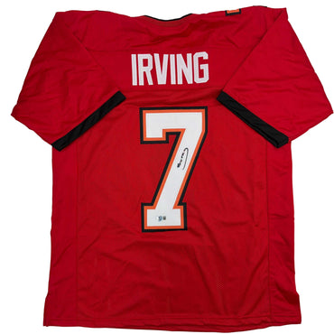 Autographed/Signed Bucky Irving Tampa Bay Red Football Jersey Beckett BAS COA (ONLINE ORDER ONLY)