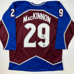 Facsimile Autographed Nathan MacKinnon Colorado Maroon Reprint Laser Auto Hockey Jersey Size Men's XL (ONLINE ORDER ONLY)