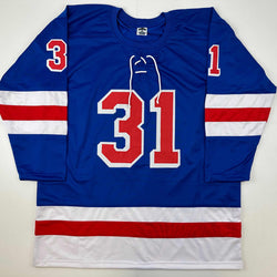 Facsimile Autographed Igor Shesterkin New York Blue Reprint Laser Auto Hockey Jersey Size Men's XL (ONLINE ORDER ONLY)