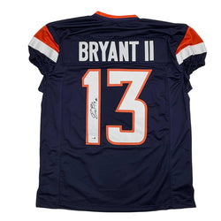Autographed/Signed Pat Bryant II Denver Blue Pro Cut Football Jersey JSA COA (ONLINE ORDER ONLY)