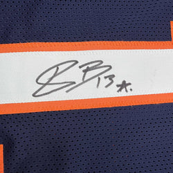Autographed/Signed Pat Bryant II Denver Blue Pro Cut Football Jersey JSA COA (ONLINE ORDER ONLY)