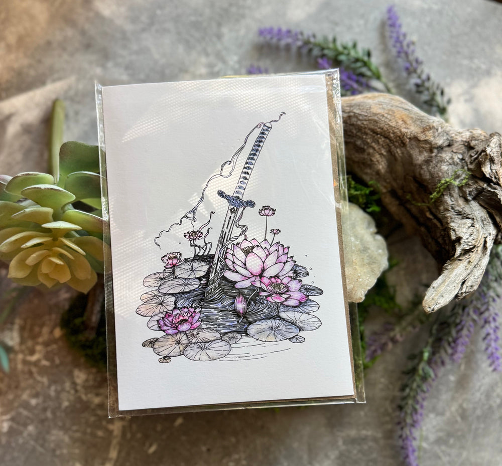Sword of Serenity Art Print – 5x7 Fantasy Art with Poetry (ONLINE ORDER ONLY)